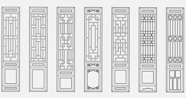 南安常用中式仿古花窗图案隔断设计图